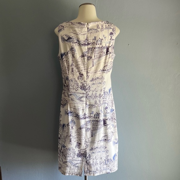 Chetta B BlueWhite Paris Toile Print Dress Size 6 - Picture 4 of 7